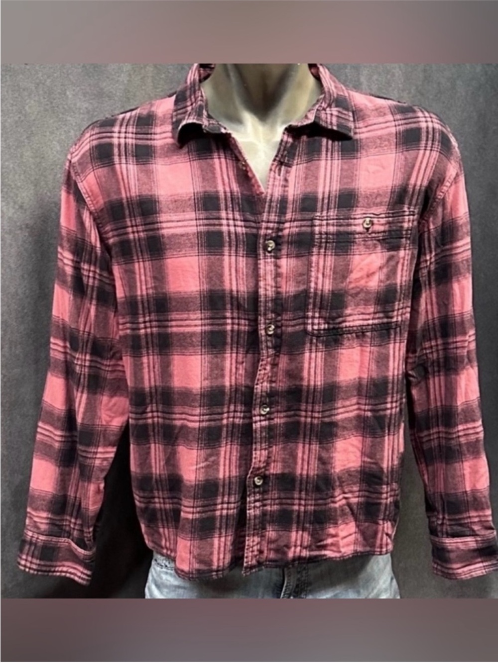 Old navy pink plaid flannel shirt large